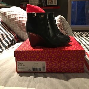 Tory Burch wedge boots/ excellent condition